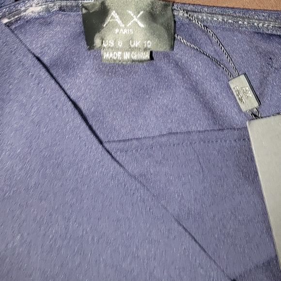 AX París streth slitted darte zipperet sleveless asymmetriecal neckline  blue 6 - Picture 4 of 15